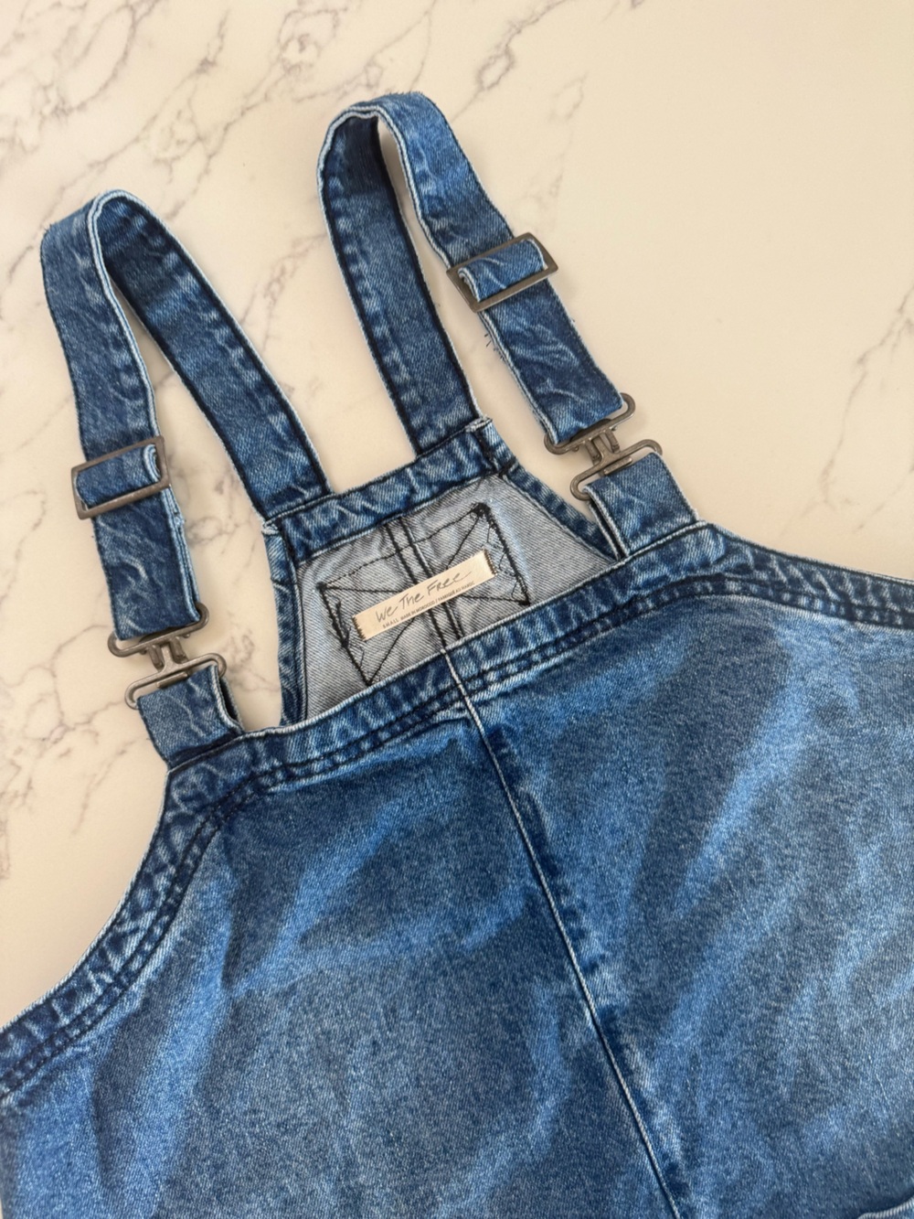 Free People Smock Mini Dress Denim Overalls - Sapphire Wash - Size Small - Picture 3 of 10